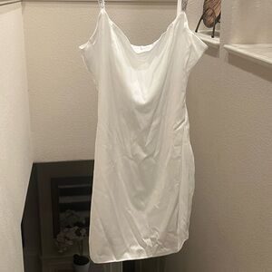 Elegant White Satin Slip Dress